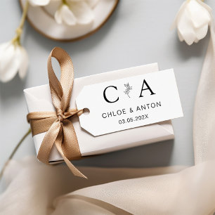 Tampons Encreurs Monogramme, Fleur Line-Art, Mariage