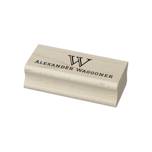 Tampons Encreurs Monogramme initial simple et grand avec nom (Tampon)