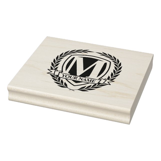 Tampons Encreurs Monogramme Laurel Design Timbre en caoutchouc (Tampon)