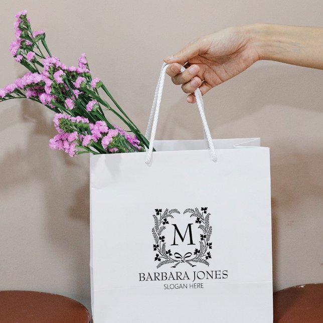 Tampons Encreurs Monogramme Laurel Moderne, Petite Entreprise Grand (Créateur téléchargé)