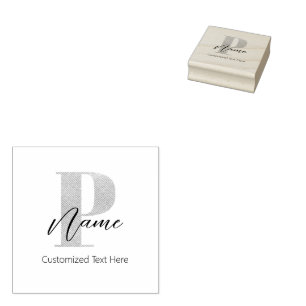 Tampons Encreurs Monogramme moderne Initiale P & Nom Personnalisé