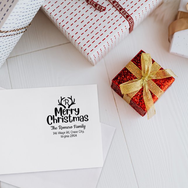 Tampons Encreurs Monogramme moderne Joyeuse famille de Noël (Créateur téléchargé)