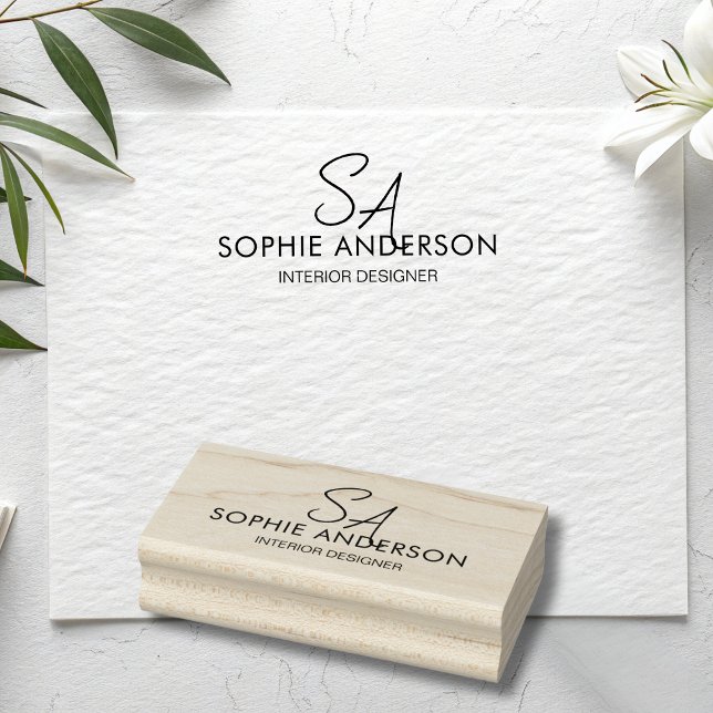 Tampons Encreurs Monogramme moderne Logo Professionnel (Modern Monogram Logo Professional Business Rubber Stamp)