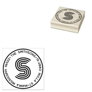 Tampons Encreurs Monogramme moderne Nom et adresse de famille perso