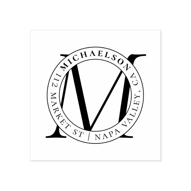 Tampons Encreurs Monogramme moderne personnalisé | Adresse de retou (Impression)