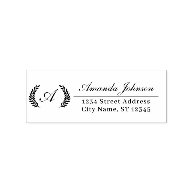Tampons Encreurs Monogramme Nom de famille RSVP Adresse Laurel Wrea (Impression)