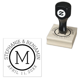 Tampons Encreurs Monogramme simple avec nom et date Mariage