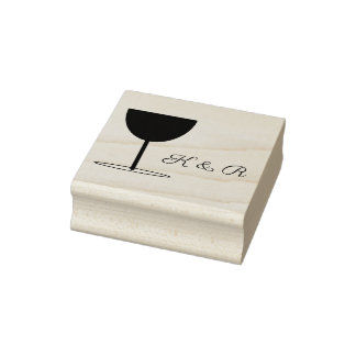 Tampons Encreurs Monogramme Vin Verre Art Timbre
