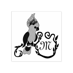 Tampons Encreurs Monogramme Whimsical Black Cockatoo