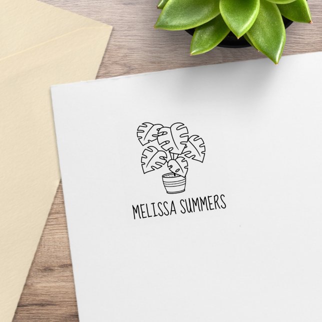 Tampons Encreurs Monstera Houseplant Nom personnalisé 1x1 (Créateur téléchargé)