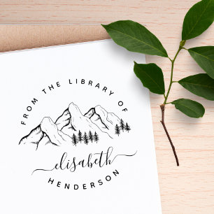 Tampons Encreurs Montagnes De La Bibliothèque D'Élégant Livre Perso