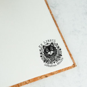 Tampons Encreurs Mystic Chat avec Fleurs Livre Ex Libris