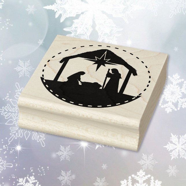 Tampons Encreurs Nativité Noël Bébé Jésus Carré Bois (Créateur téléchargé)