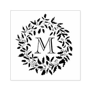 Tampons Encreurs Noël Holly et Berries Wreath Family Monogramme