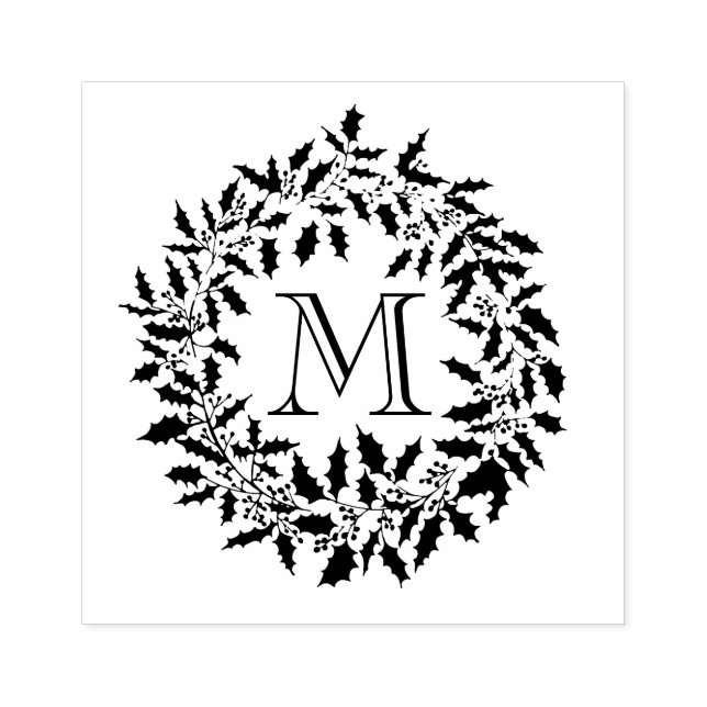 Tampons Encreurs Noël Holly et Berries Wreath Family Monogramme (Impression)
