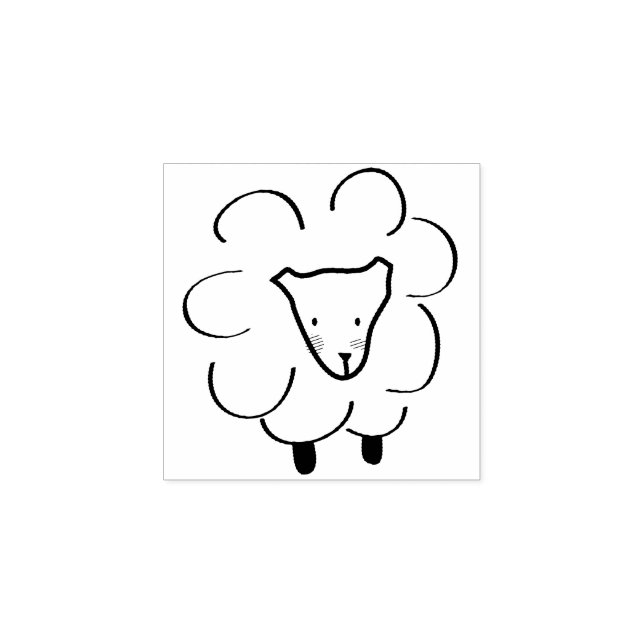 Tampons Encreurs Noir simple croquis Main dessinée bouclé mouton (Impression)