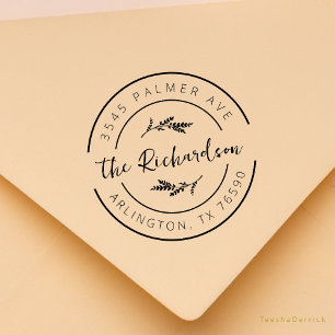 Tampons Encreurs Nom de famille Adresse de retour Logo rond Eucalyp