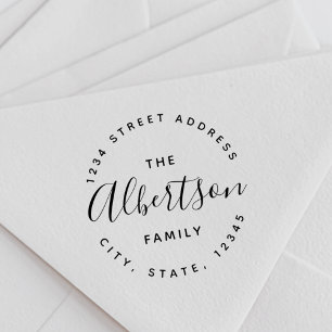 Tampons Encreurs Nom de famille en calligraphie moderne pour adress
