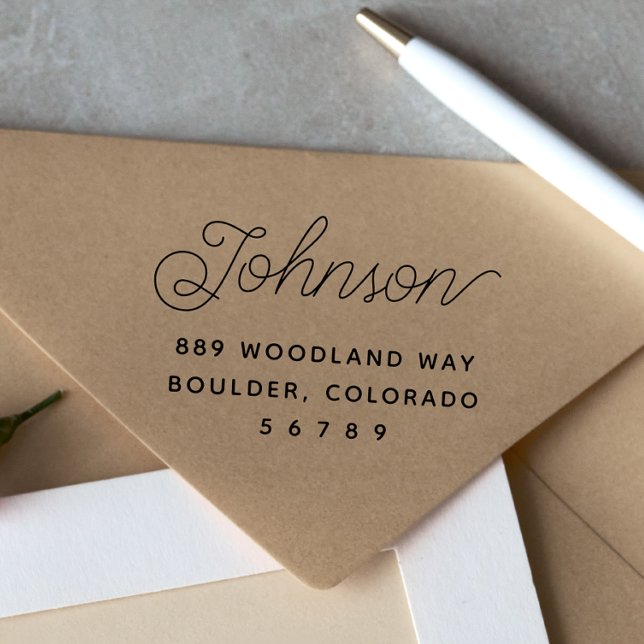 Tampons Encreurs Nom de famille moderne minimal Adresse de retour (Minimal Modern Family Name Return Address Rubber Stamp)