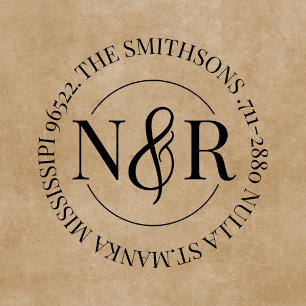 Tampons Encreurs Nom de famille monogramme Déclaration Circulaire d