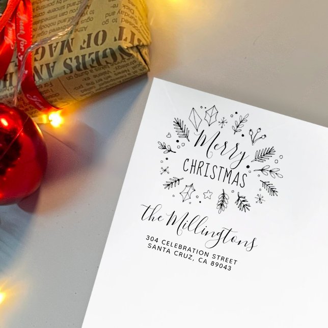 Tampons Encreurs Nom de la couronne botanique de Noël Adresse de re (Créateur téléchargé)