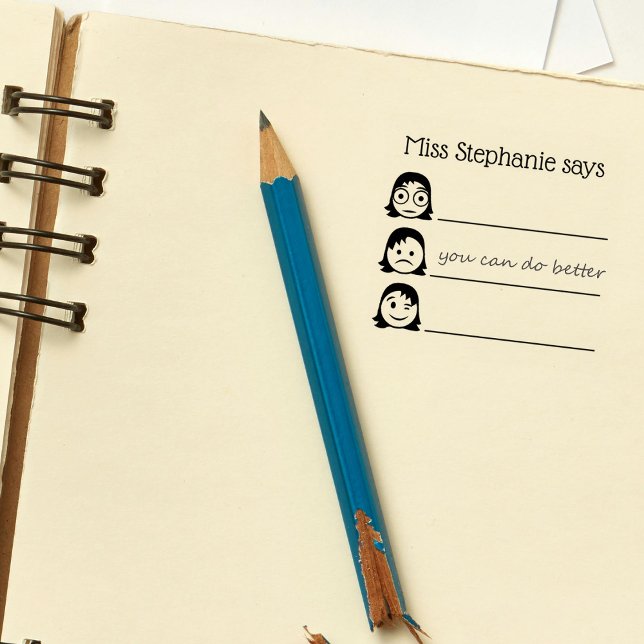 Tampons Encreurs Nom de l'enseignant personnalisé Emojis Avaliation (Créateur téléchargé)