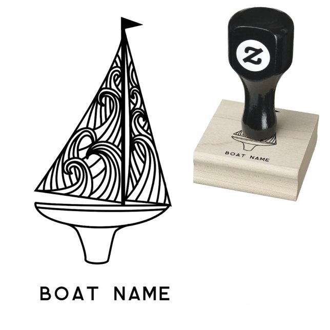 Tampons Encreurs Nom du bateau à voile (Sail boat and custom boat name sailing rubber stamp)