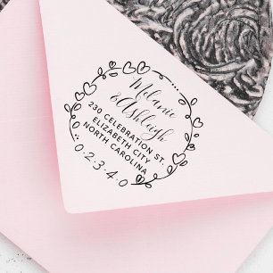 Tampons Encreurs Nom du Mariage de la couronne tirée à la main Adre