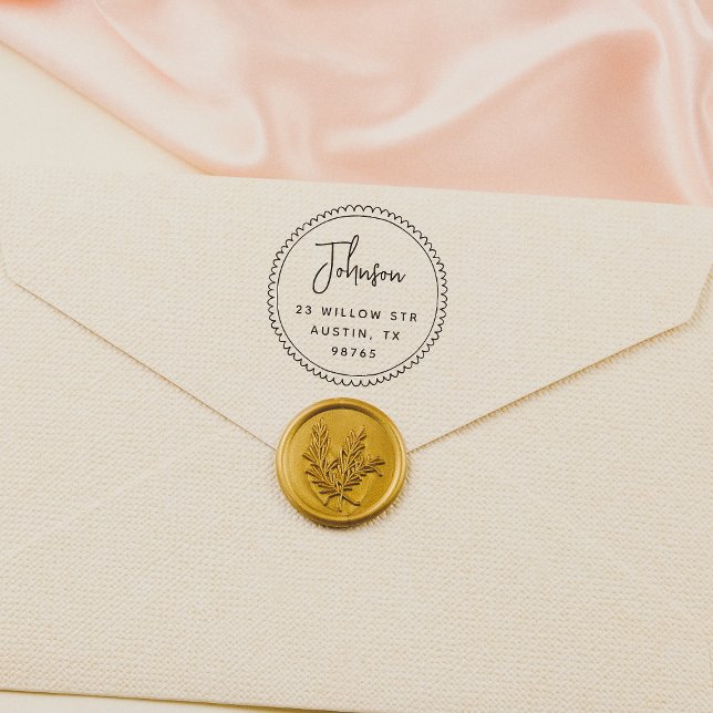 Tampons Encreurs Nom du script du cadre symbolique Adresse de retou (Stamp Mock-up)