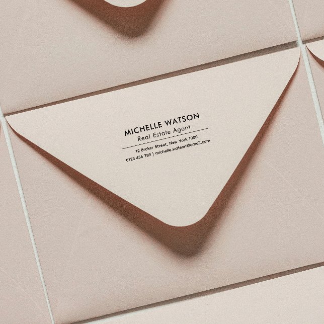 Tampons Encreurs Nom et adresse simples Entreprise Realtor Business (Stamp envelopes and letters with a custom address stamp with your business name and contact info)