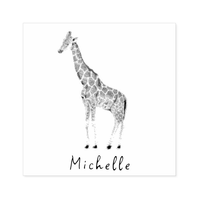 Tampons Encreurs Nom personnalisé Safari Animal Giraffe (Impression)