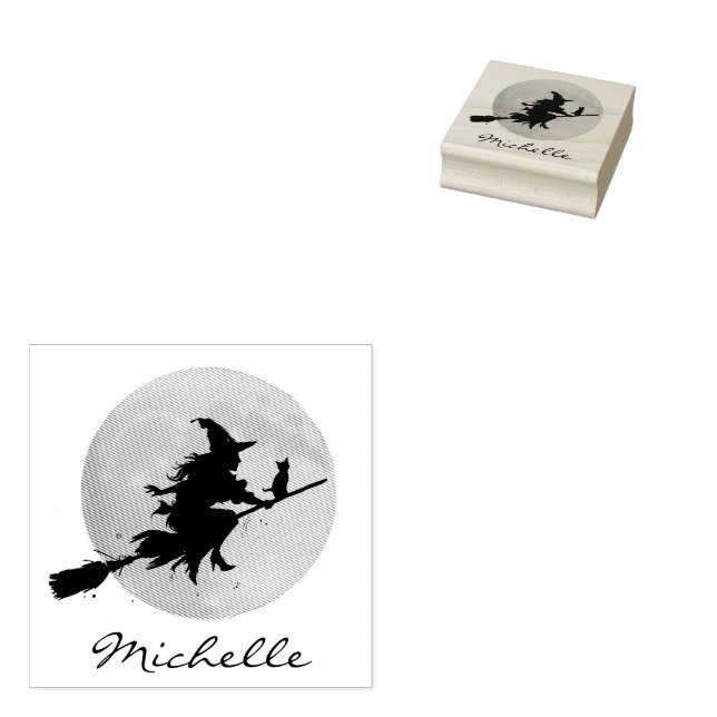 Tampons Encreurs Nom personnalisé tendance Jolie sorcière Halloween (Tamponné)
