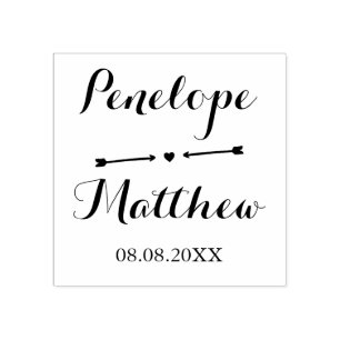 Tampons Encreurs Noms de calligraphie & Coeur et Flèches Mariage Da
