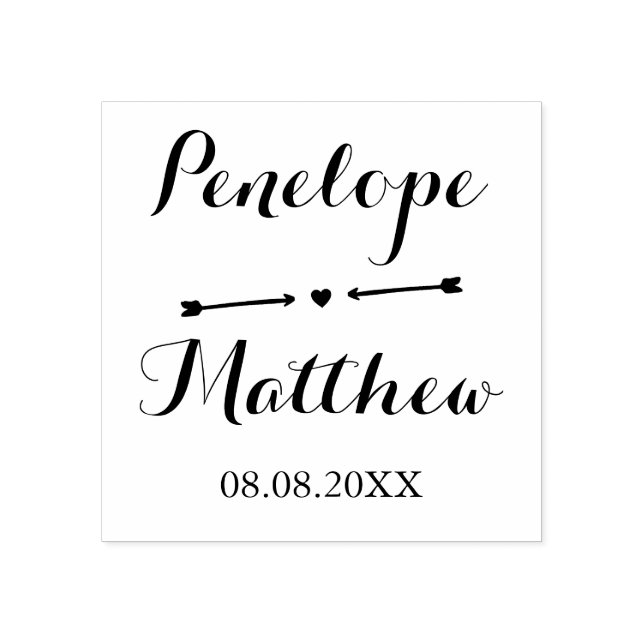 Tampons Encreurs Noms de calligraphie & Coeur et Flèches Mariage Da (Impression)