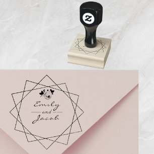Tampons Encreurs Noms de couple mariage Art géométrique floral