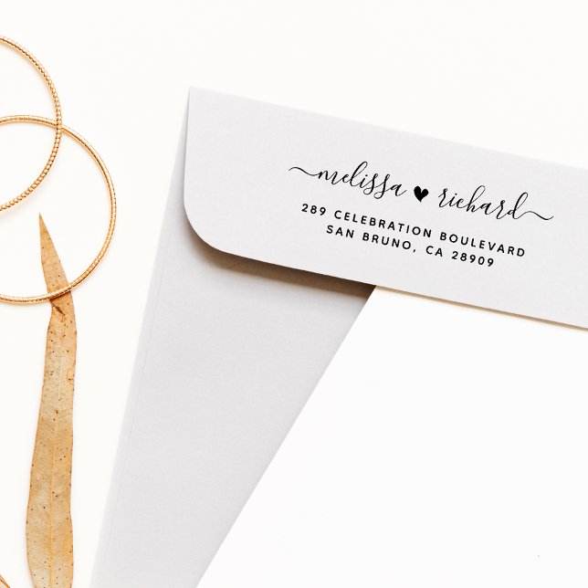 Tampons Encreurs Noms de script du coeur du mariage et adresse de r (Créateur téléchargé)