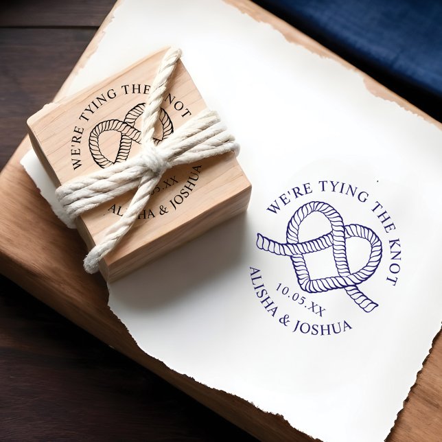 Tampons Encreurs Nous nouons la corde Coeur Mariage nautique (We're Tying The Knot Rope Heart Nautical Wedding Rubber Stamp)