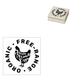 Tampons Encreurs Oeufs frais de ferme moderne Typographie Poulet