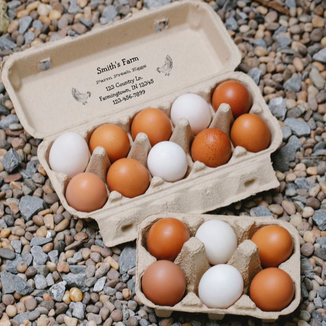 Tampons Encreurs Oeufs frais de ferme personnalisés Poulets (Créateur téléchargé)