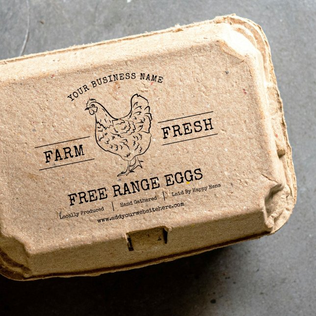 Tampons Encreurs OEufs Frais De Ferme Poulet Hen Custom (Simple and stylish custom rubber stamp for egg cartons, poultry or farm produce)