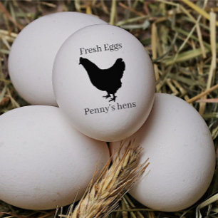 Tampons Encreurs Oeufs frais Votre nom Poulet noir Hen Oeuf Timbre