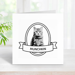 Tampons Encreurs Oval Custom Pet Cat Photo et nom Ruban