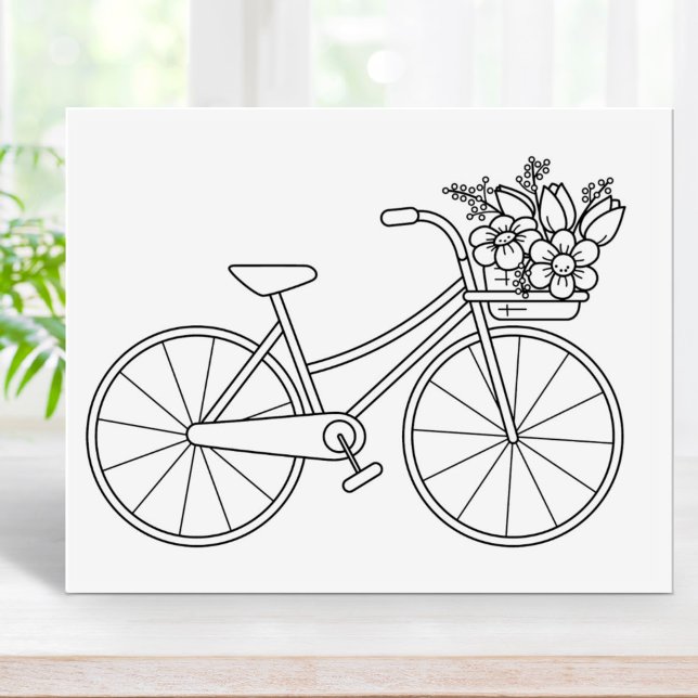 Tampons Encreurs Page Bicyclette avec panier à fleurs (Créateur téléchargé)