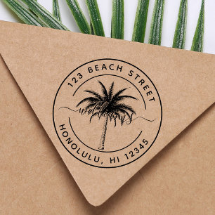 Tampons Encreurs Palm Tree Family Name Round Return Adresse