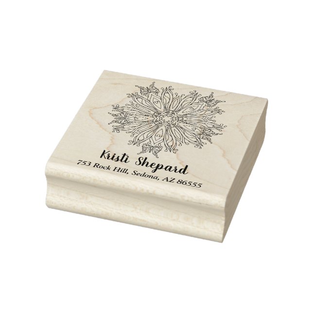 Tampons Encreurs Papillons & Fleur, Nom & Adresse, do-it-yourself,  (Tampon)