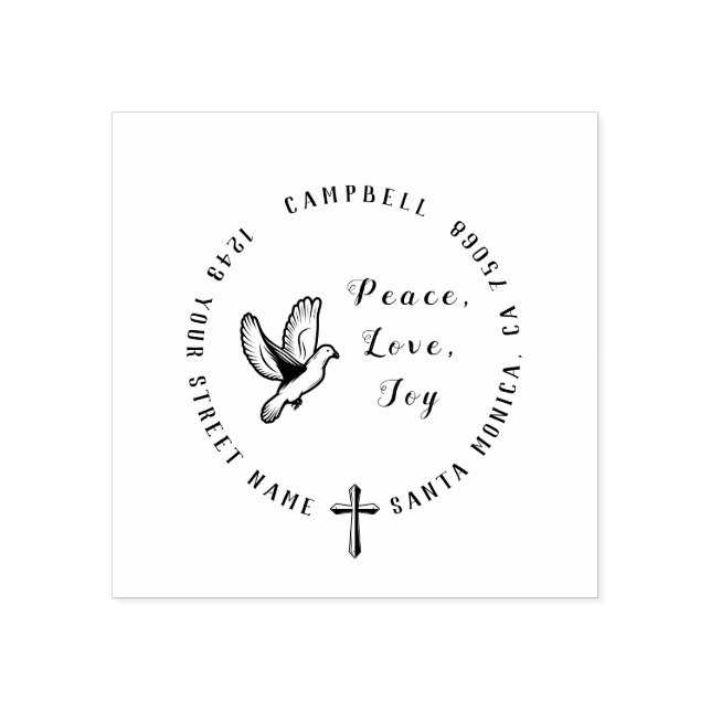 Tampons Encreurs Peace Love Joy | Christian Dove Adresse de retour (Impression)