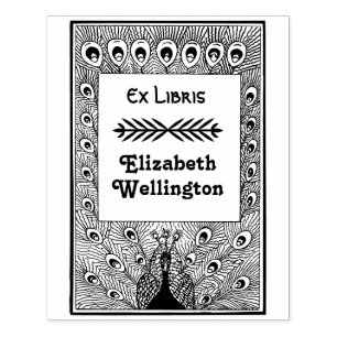 Tampons Encreurs Peacock Montrant Les Plumes #3 Ex Libris Livre