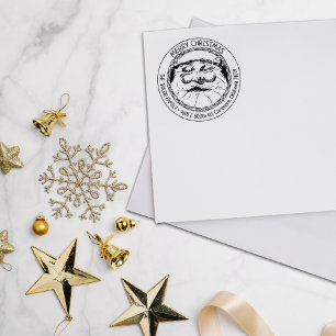 Tampons Encreurs Père Noël Joyeux Noël, Famille Adresse de retour