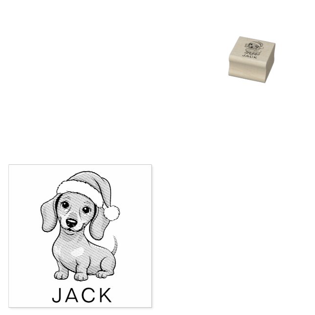 Tampons Encreurs Personalized Dachshund in Santa Hat Christmas      (Tamponné)