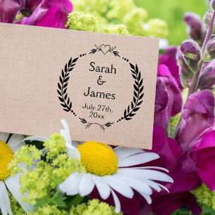 Tampons Encreurs Personalized Names and Wedding Date Rubber Stamp